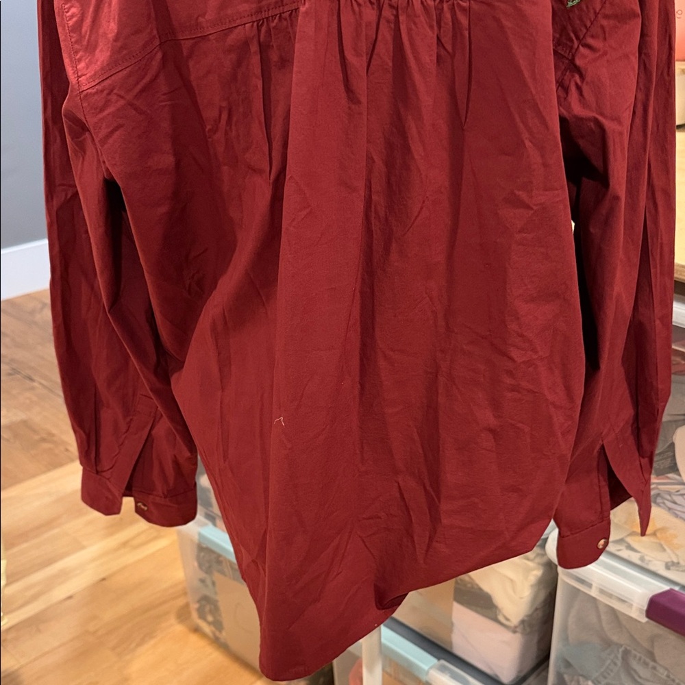 Anthropologie‎ Maeve Burgundy Floral Embroidered Blouse 14 - Picture 5 of 10